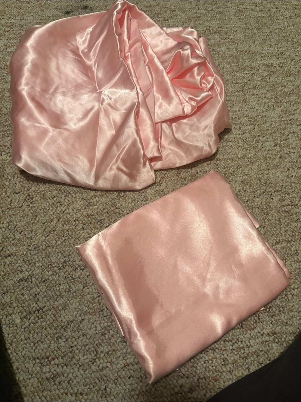 Pink Satin fitted and flat sheet for twin bed